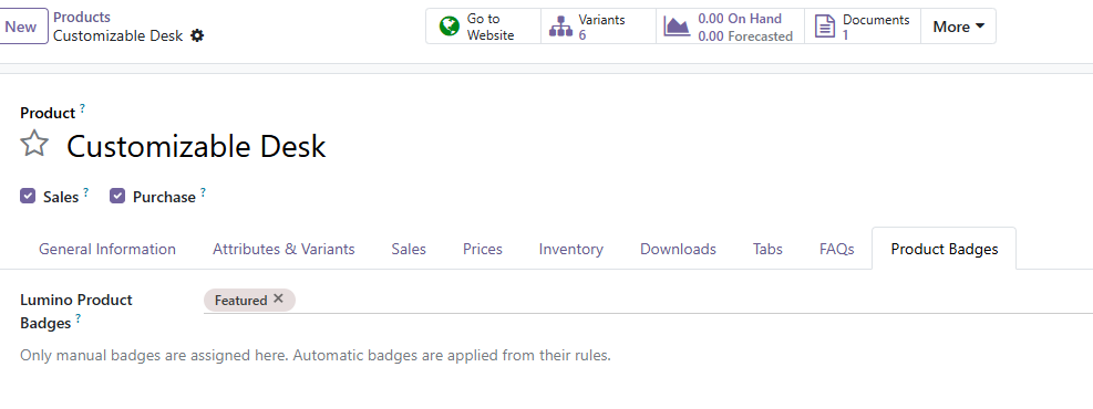 Manual product badge assignment