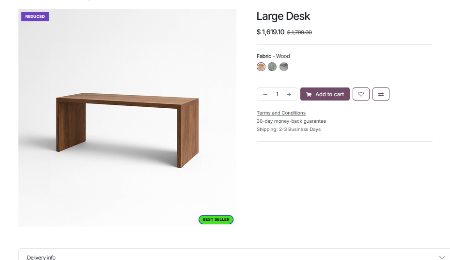 Badges on product page