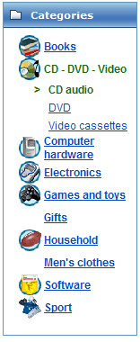 X-cart Category Navigation with current category highlight, and optional icons, 4.1