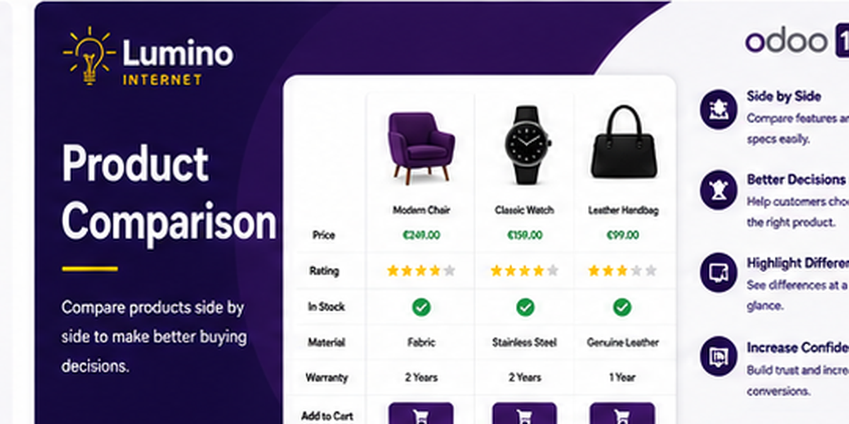 Lumino Product Comparison for Odoo 19