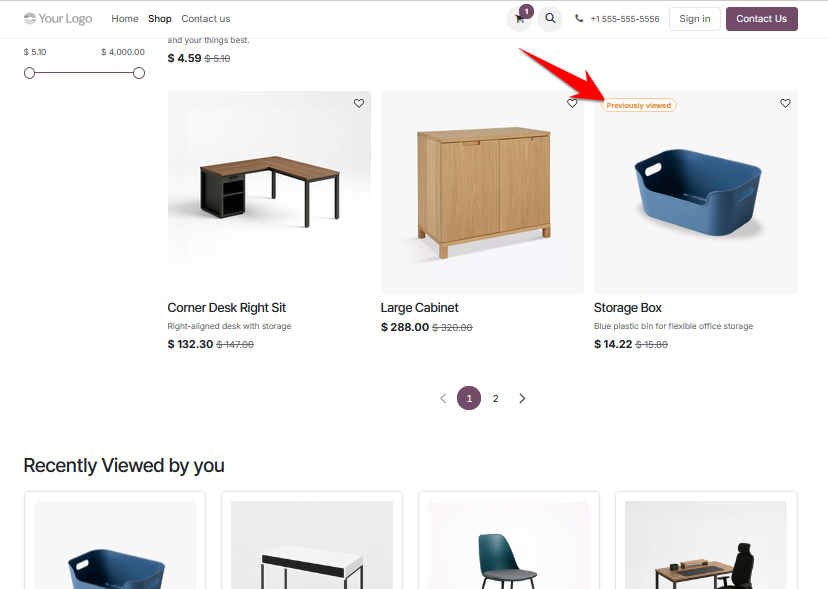 Previously viewed indicators on product listings